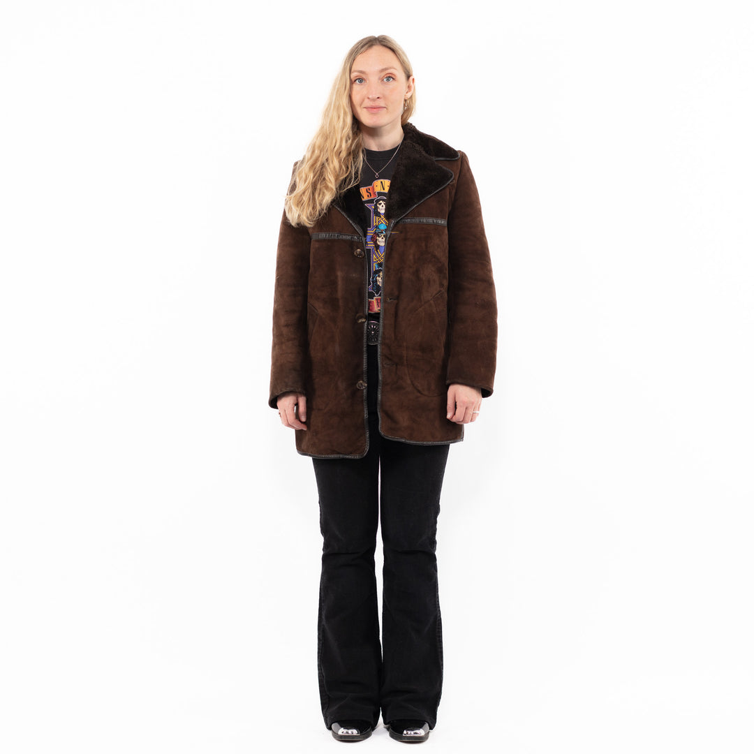 Vintage 70's Women Sheepskin Coat in BrownA0949