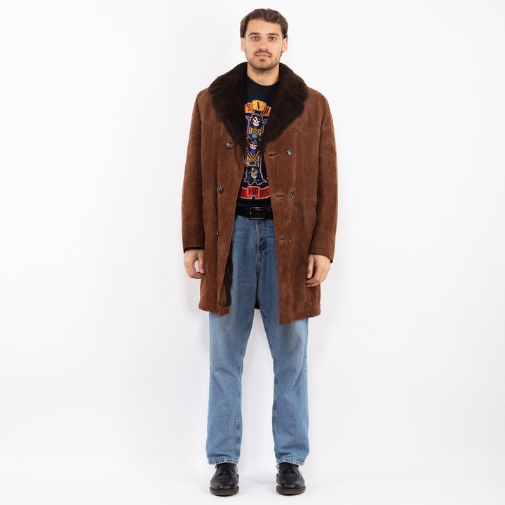 Vintage 70's Men Suede Sherpa Coat in Brown