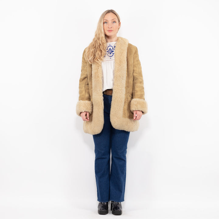 Vintage 70's Women Sheepskin Coat in BeigeA1054