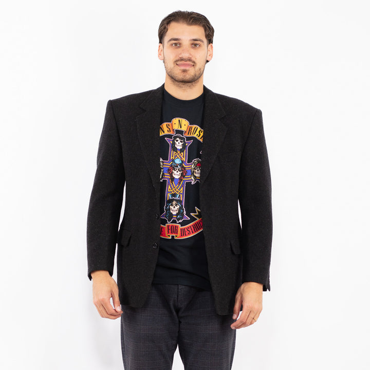 Vintage 90's Men Wool Blazer Jacket in GrayZ2429