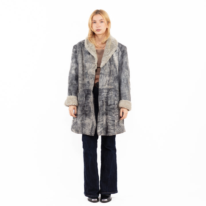 Vintage 70's Penny Lane Sheepskin Coat in Gray