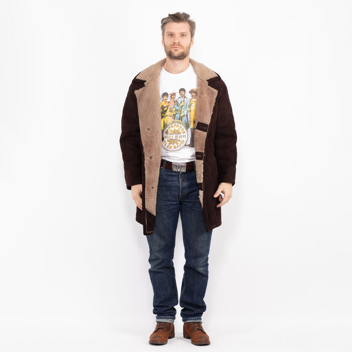Vintage 70's Men Sheepskin Coat in BrownZ2722