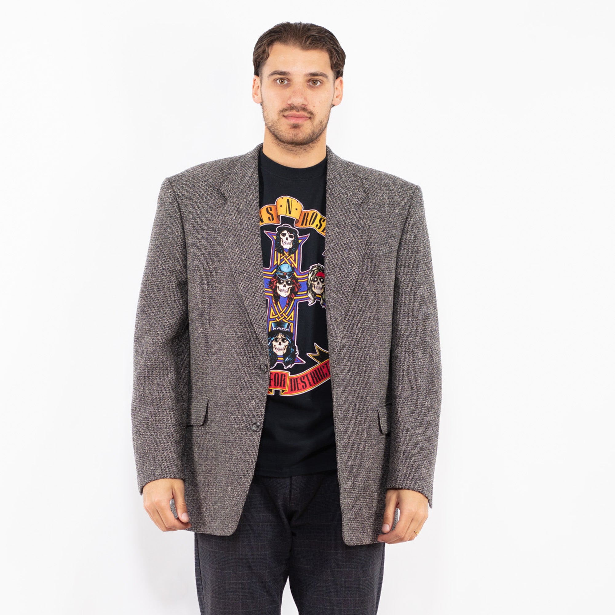 Online Vintage Store | Vintage 90's Men Wool Blazer Jacket in Gray