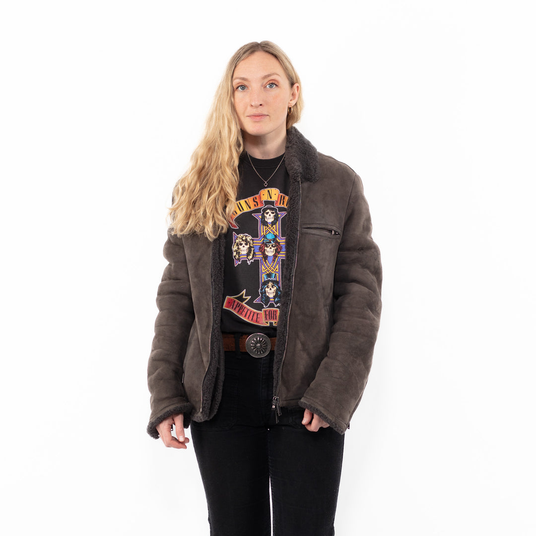 Vintage 00's Women Sheepskin Jacket in GrayA0951