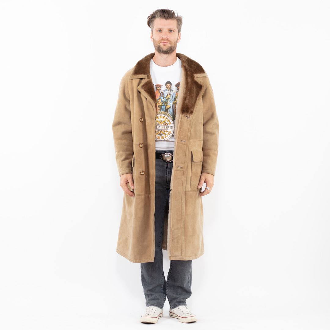 Vintage 70's Men Sheepskin Coat in BeigeZ1991