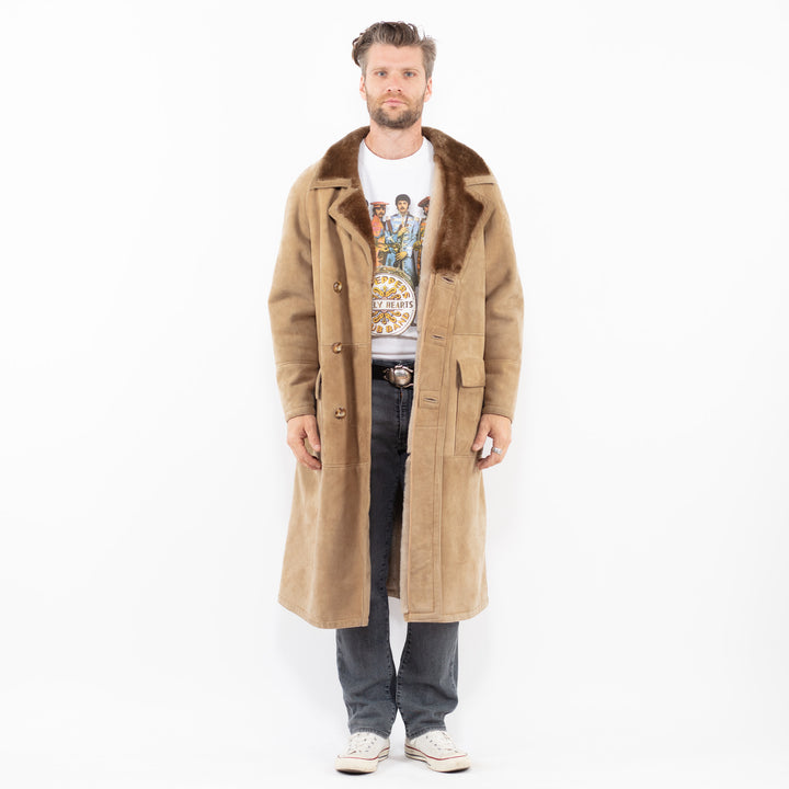 Vintage 70's Men Sheepskin Coat in BeigeZ1991