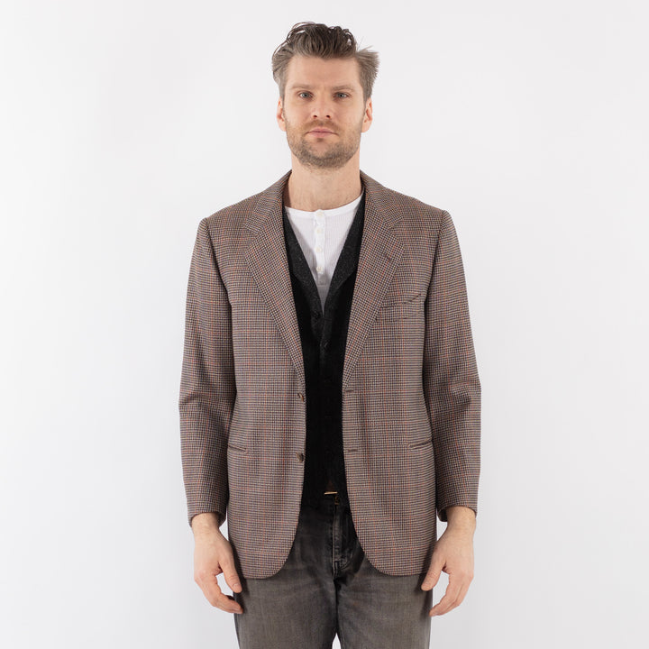 Vintage 70's Men Wool Blazer Jacket in BrownZ1051