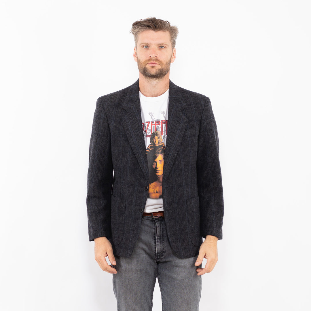 Vintage 70's Men Wool Blazer Jacket in GrayZ2340