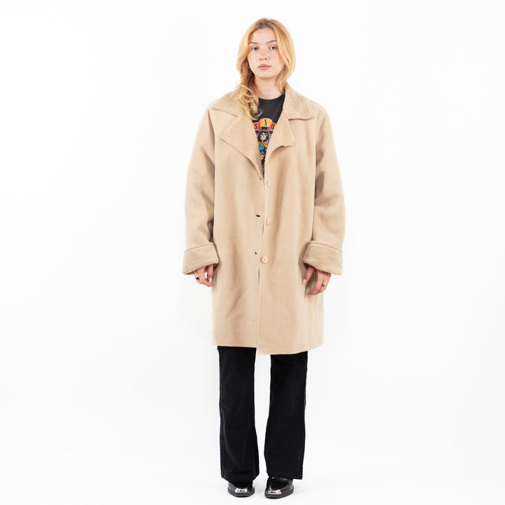 Vintage 00's Women Faux Sheepskin Coat in BeigeA0220