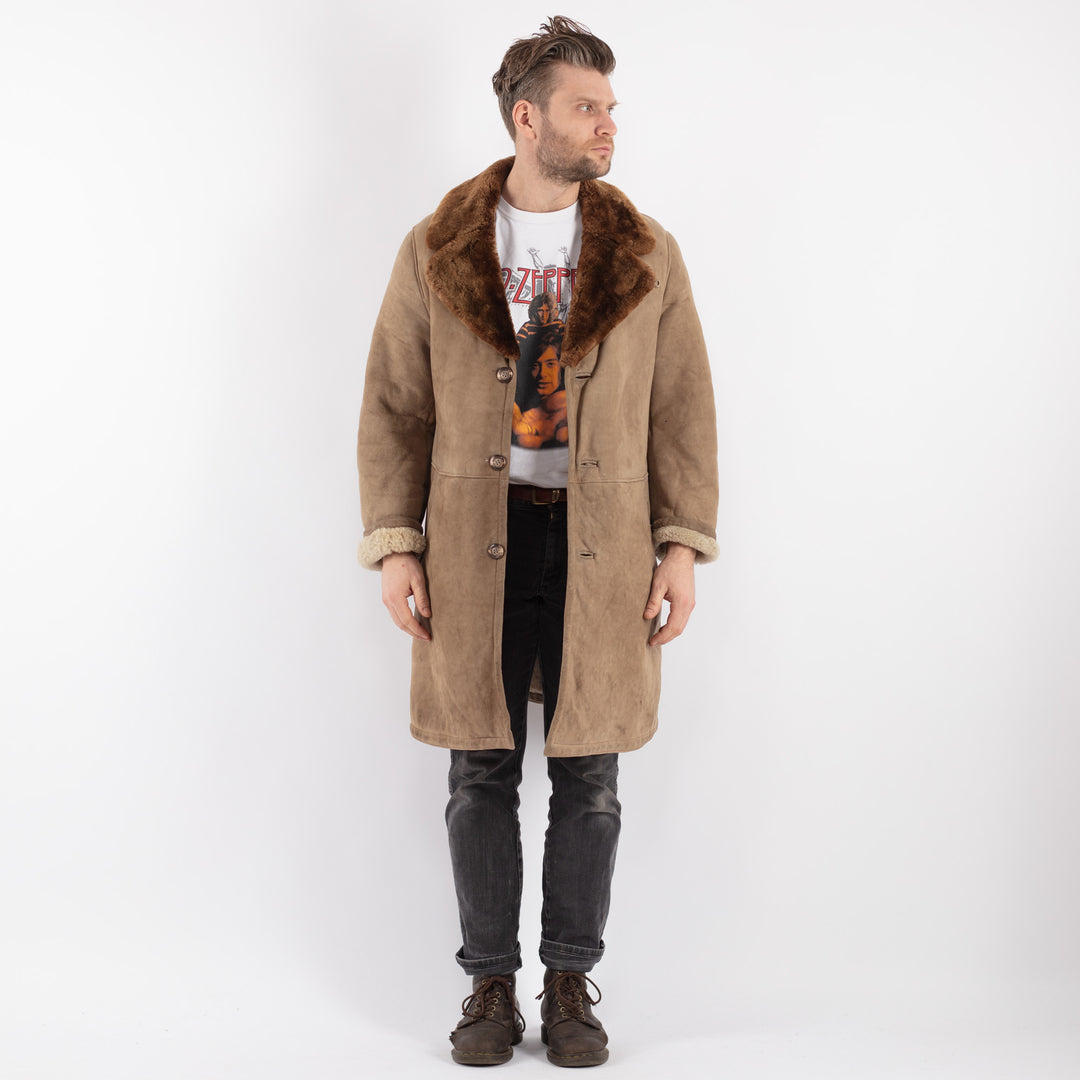 Vintage 70's Men Sheepskin Coat in BeigeZ551