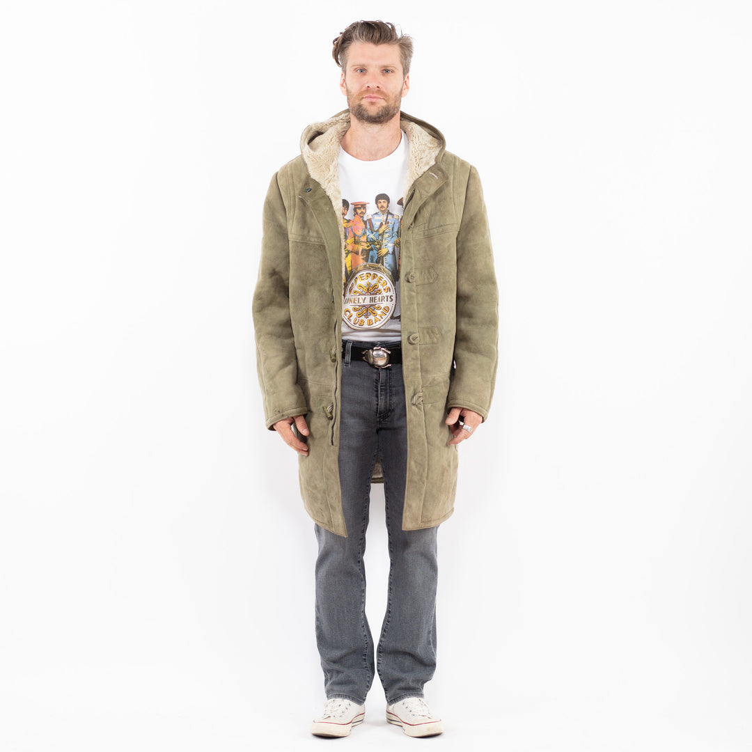 Vintage 80's Men Sheepskin Coat in GreenZ1992