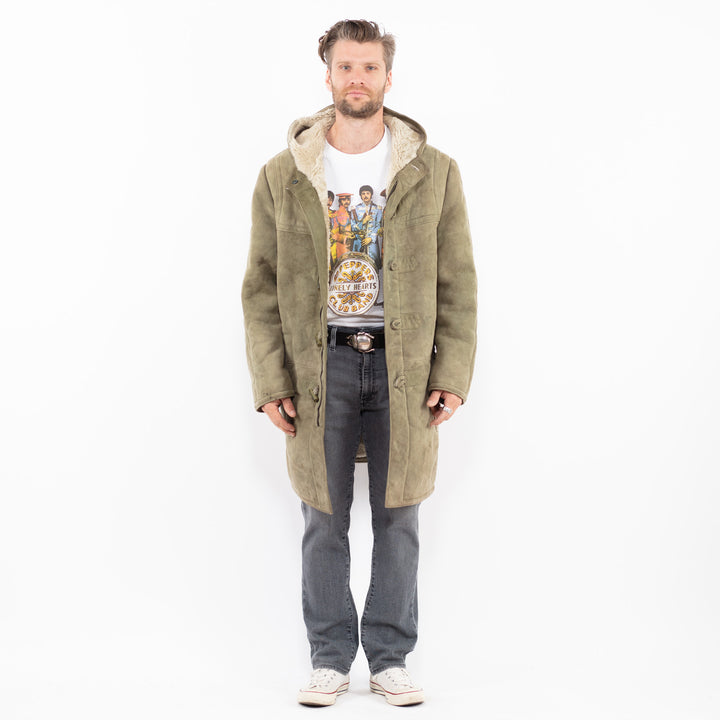 Vintage 80's Men Sheepskin Coat in GreenZ1992