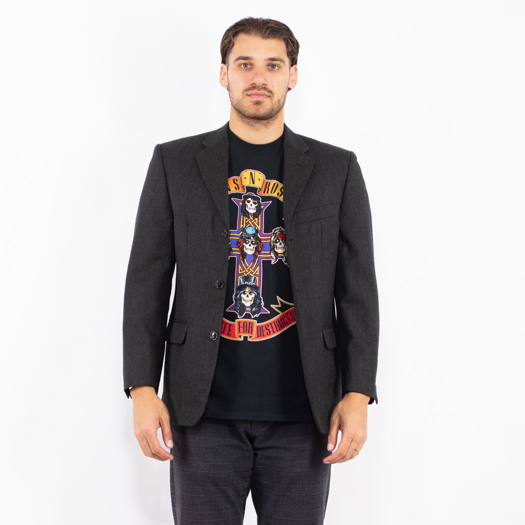 Vintage 90's Men Wool Blazer Jacket in GrayZ2432