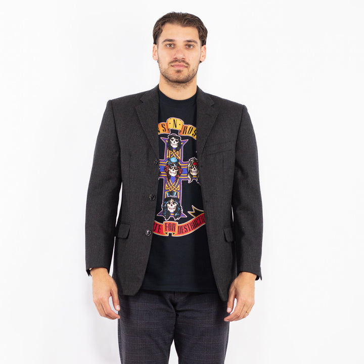Vintage 90's Men Wool Blazer Jacket in GrayZ2432