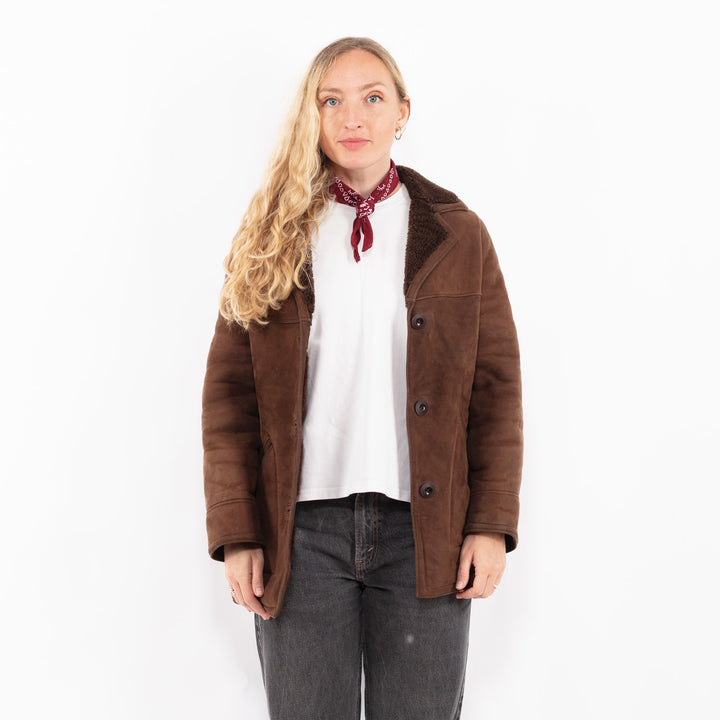 Vintage 80's Women Sheepskin Coat in BrassA0671