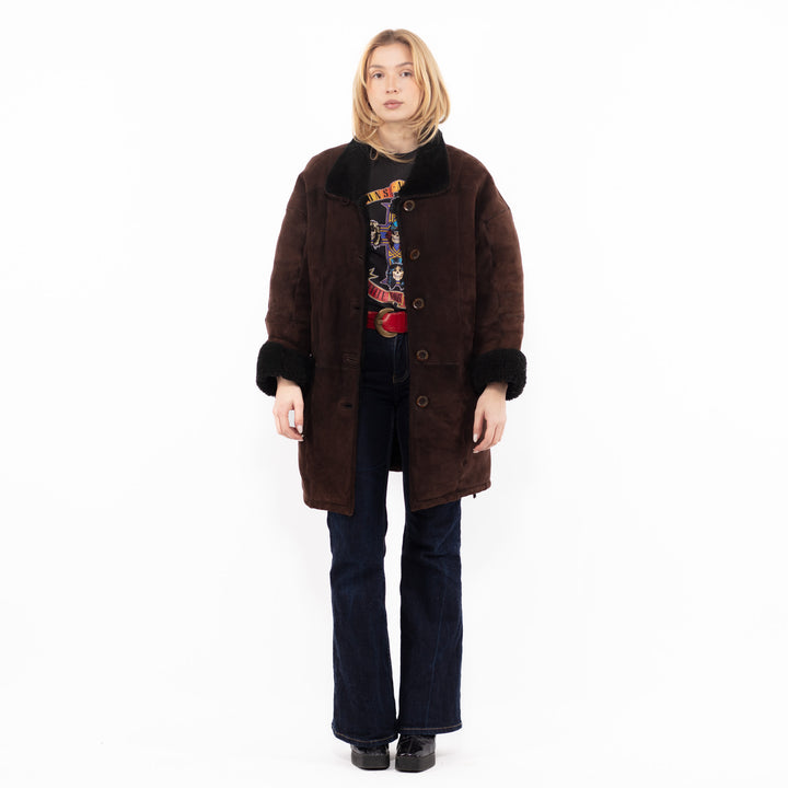 Vintage 90's Women Sheepskin Coat in BrownA1157
