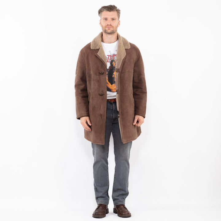 Vintage 70's Men Sheepskin Coat in BrownZ2118