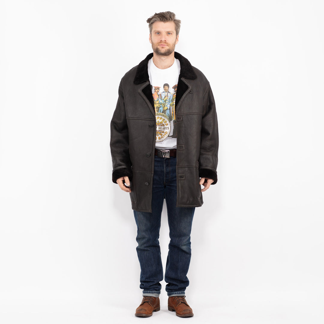 Vintage 70's Men Sheepskin Coat in GrayZ2725