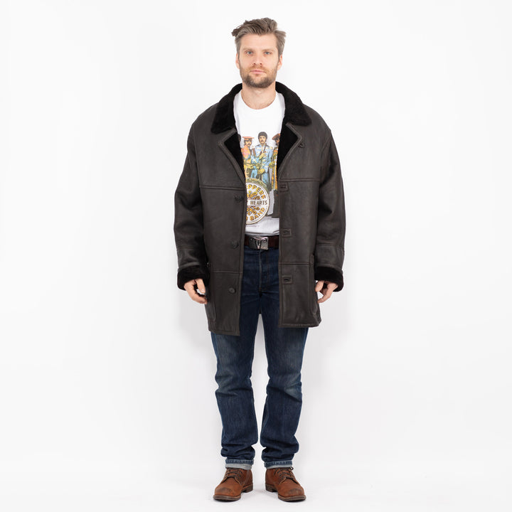 Vintage 70's Men Sheepskin Coat in GrayZ2725