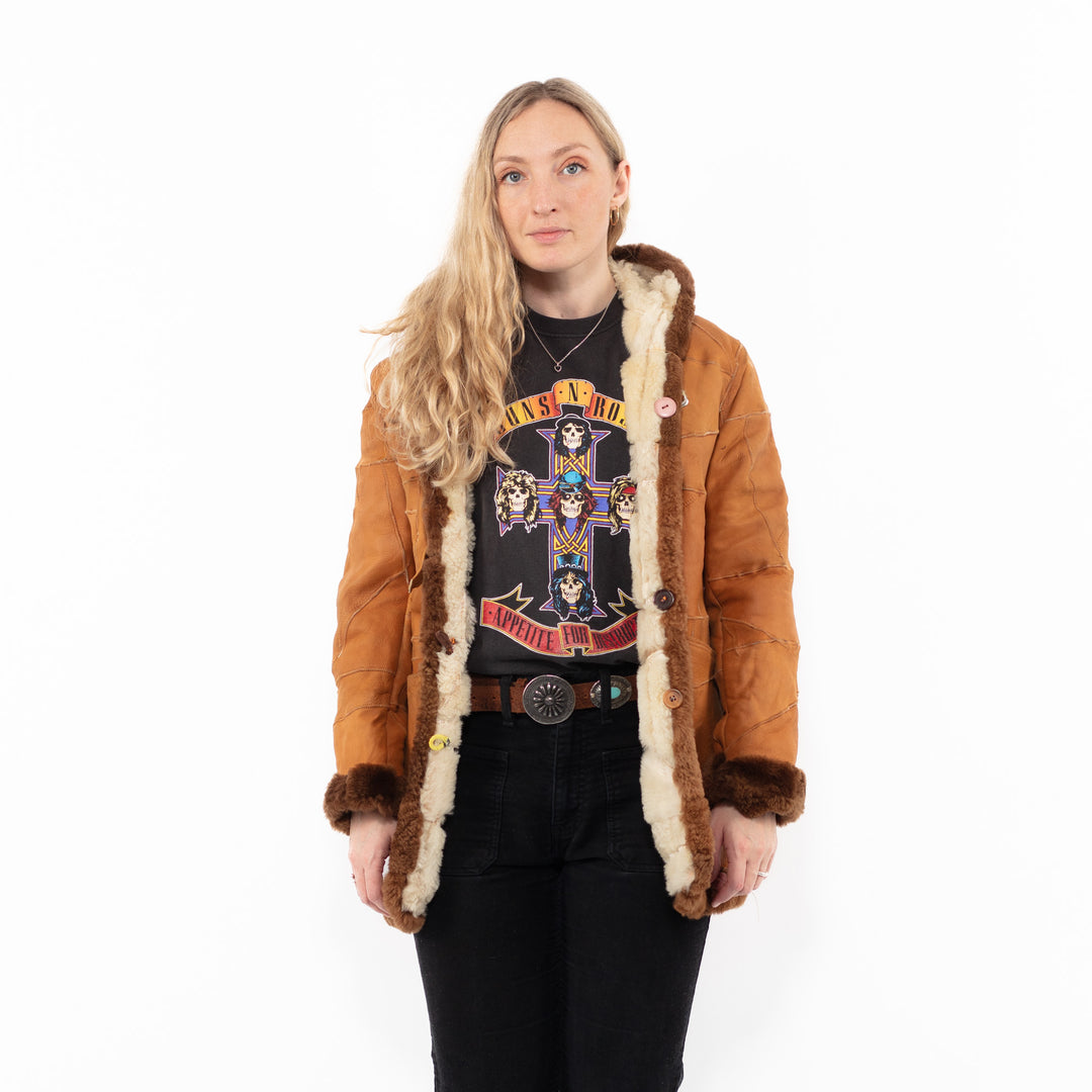 Vintage 90's Women Sheepskin Coat in BrownA0954
