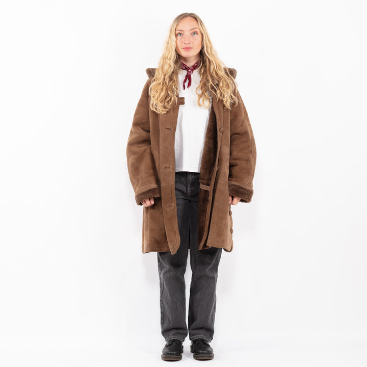Vintage 90's Women Sheepskin Coat in BrownA0672