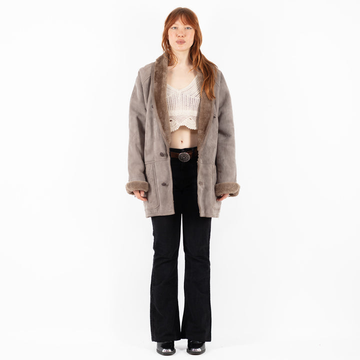 Vintage 90's Women Sheepskin Coat in BeigeV9824
