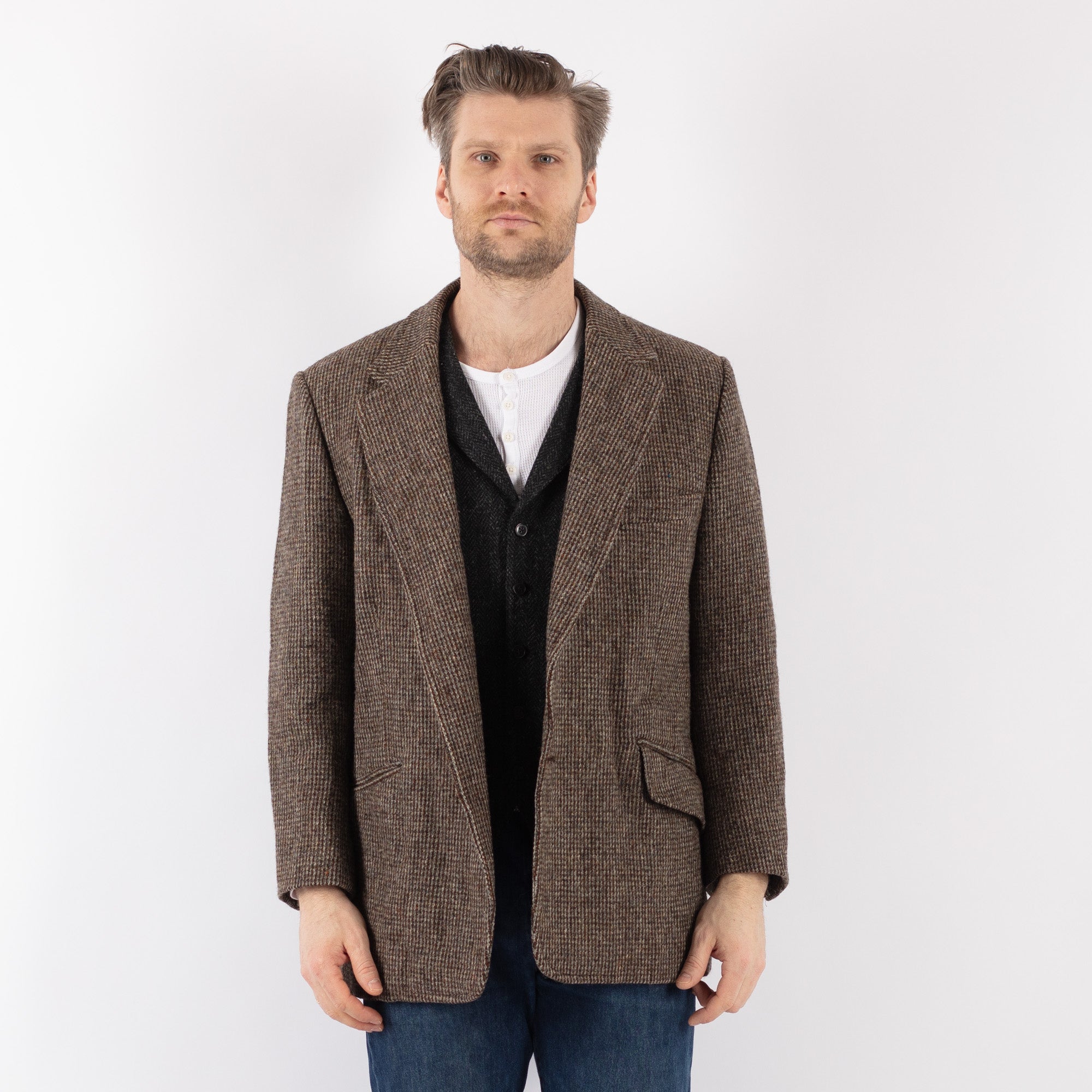 70's Harris Tweed ジャケット ブラウン ヴィンテージ 古着 VTG Mens 1970s Brown Harris Tweed Jacket M 70s Wool Blazer | eBay