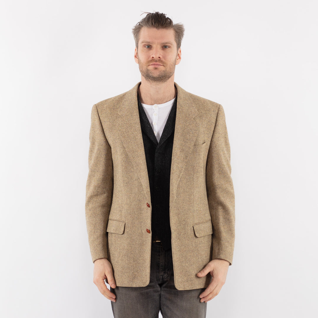 Vintage 90's Men Wool Blazer Jacket in BeigeZ1054