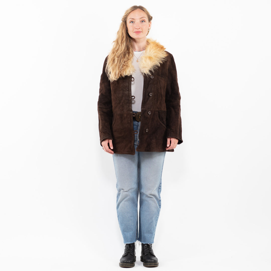 Vintage 70's Women Sheepskin Coat in BrownA0328