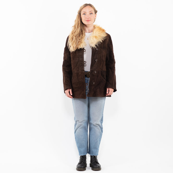 Vintage 70's Women Sheepskin Coat in BrownA0328