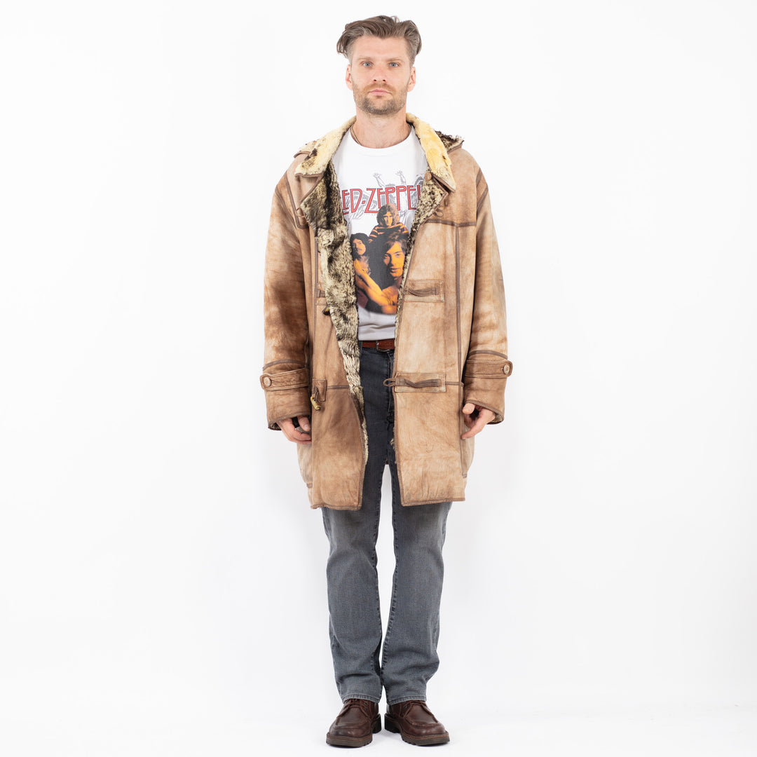 Vintage 80's Men Sheepskin Coat in BeigeZ2119