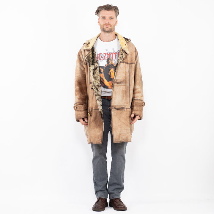 Vintage 80's Men Sheepskin Coat in BeigeZ2119