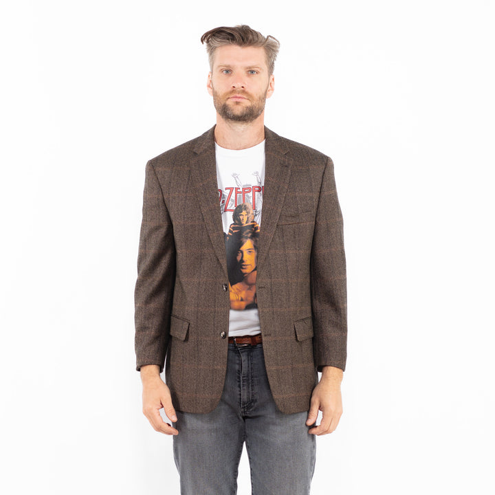 Vintage 00's Men Wool Blend Blazer Jacket in BrownZ2343