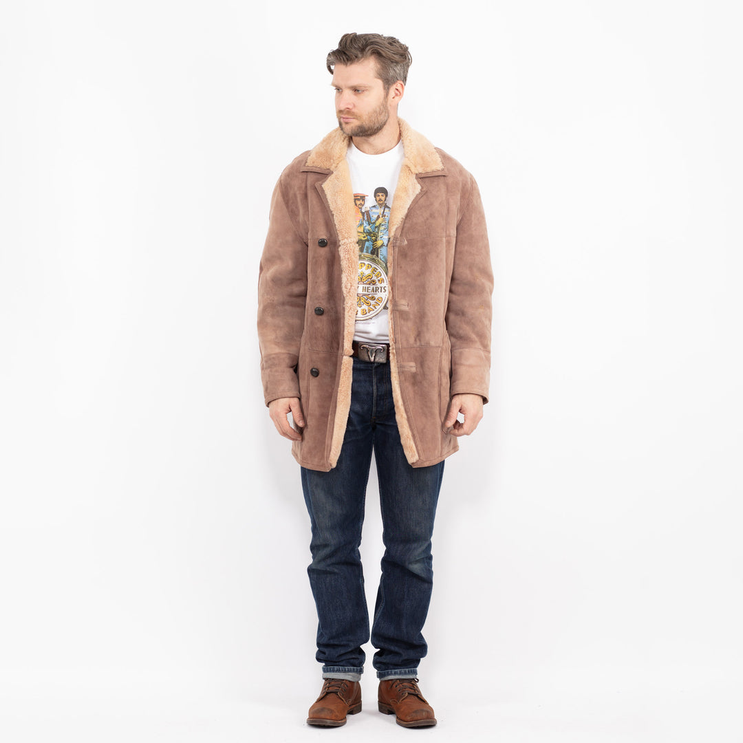 Vintage 70's Men Sheepskin Coat in BeigeZ2726