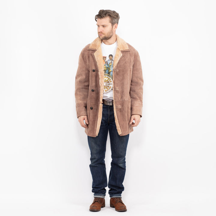 Vintage 70's Men Sheepskin Coat in BeigeZ2726