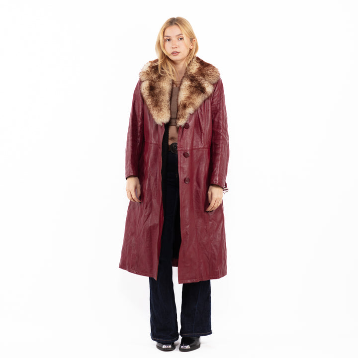 Vintage 70's Women Leather Coat in RedA0786