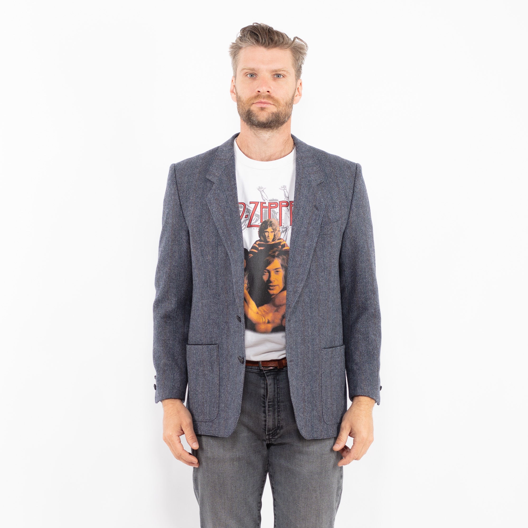 Online Vintage Store | Vintage 90's Men Wool Blazer Jacket in Blue