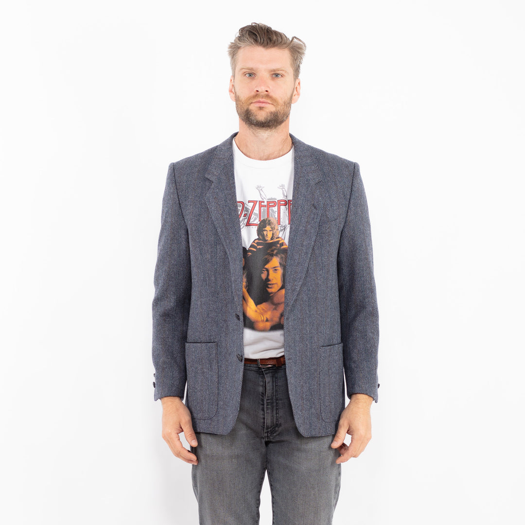 Vintage 90's Men Wool Blazer Jacket in BlueZ2344