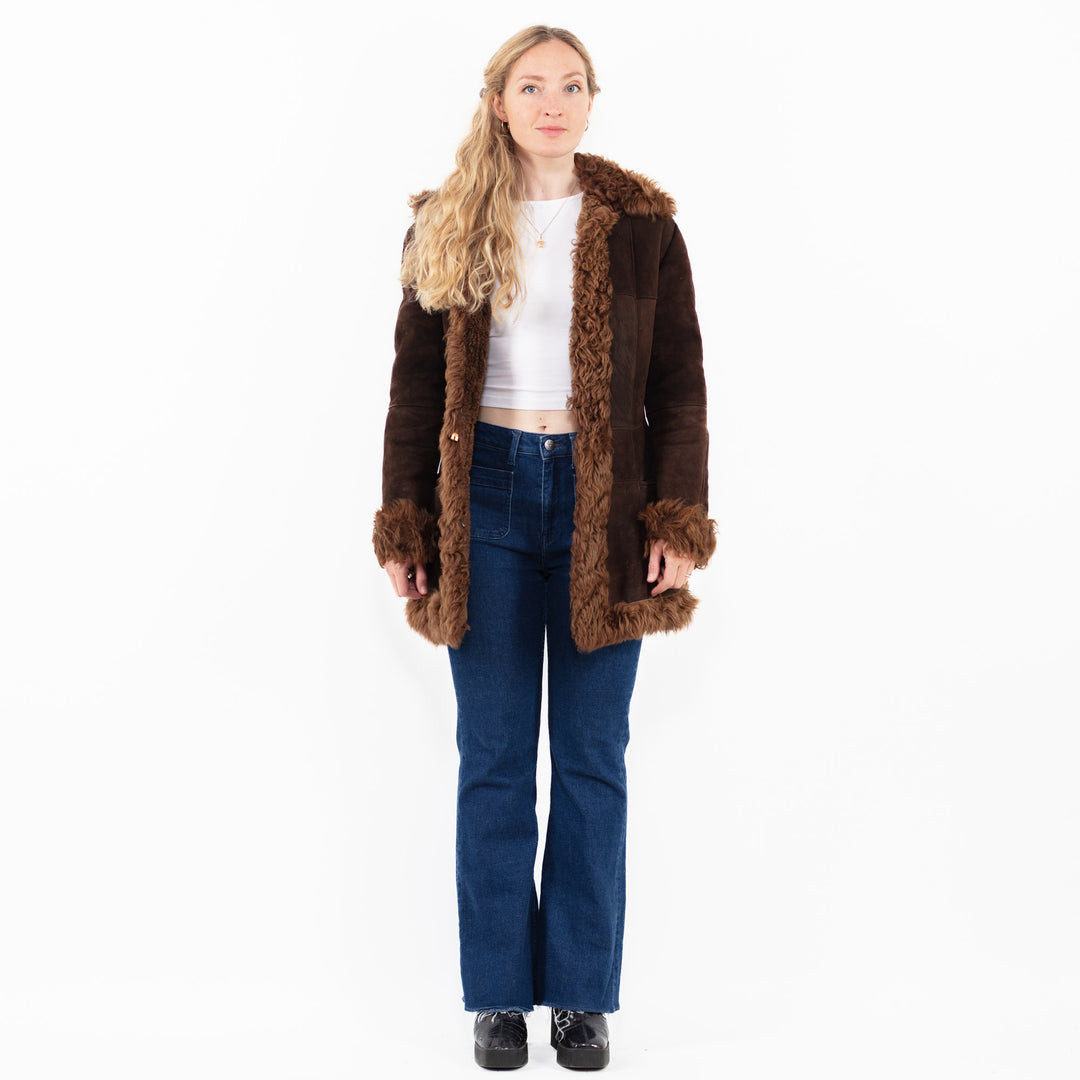 Vintage 70's Women Sheepskin Coat in BrownA0028