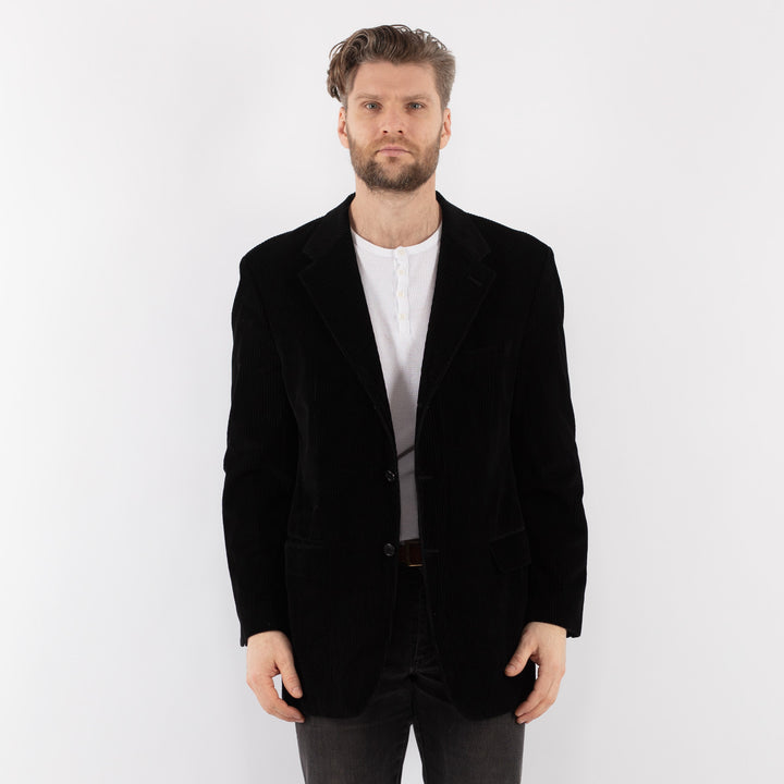 Vintage 90's Men Corduroy Blazer Jacket in BlackZ989