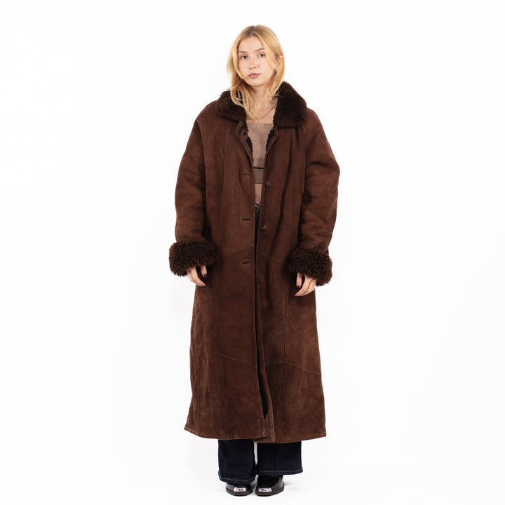 Vintage 80's Women Sheepskin Coat in BrownA0787