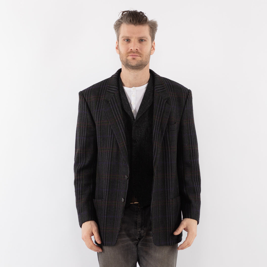 Vintage 70's Men Wool Blazer Jacket in MultiZ1056