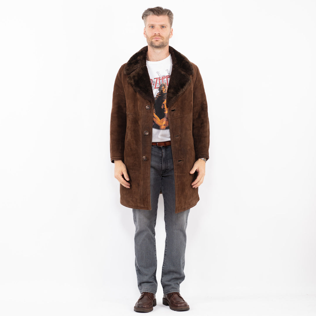 Vintage 70's Men Sheepskin Coat in BrownZ2121