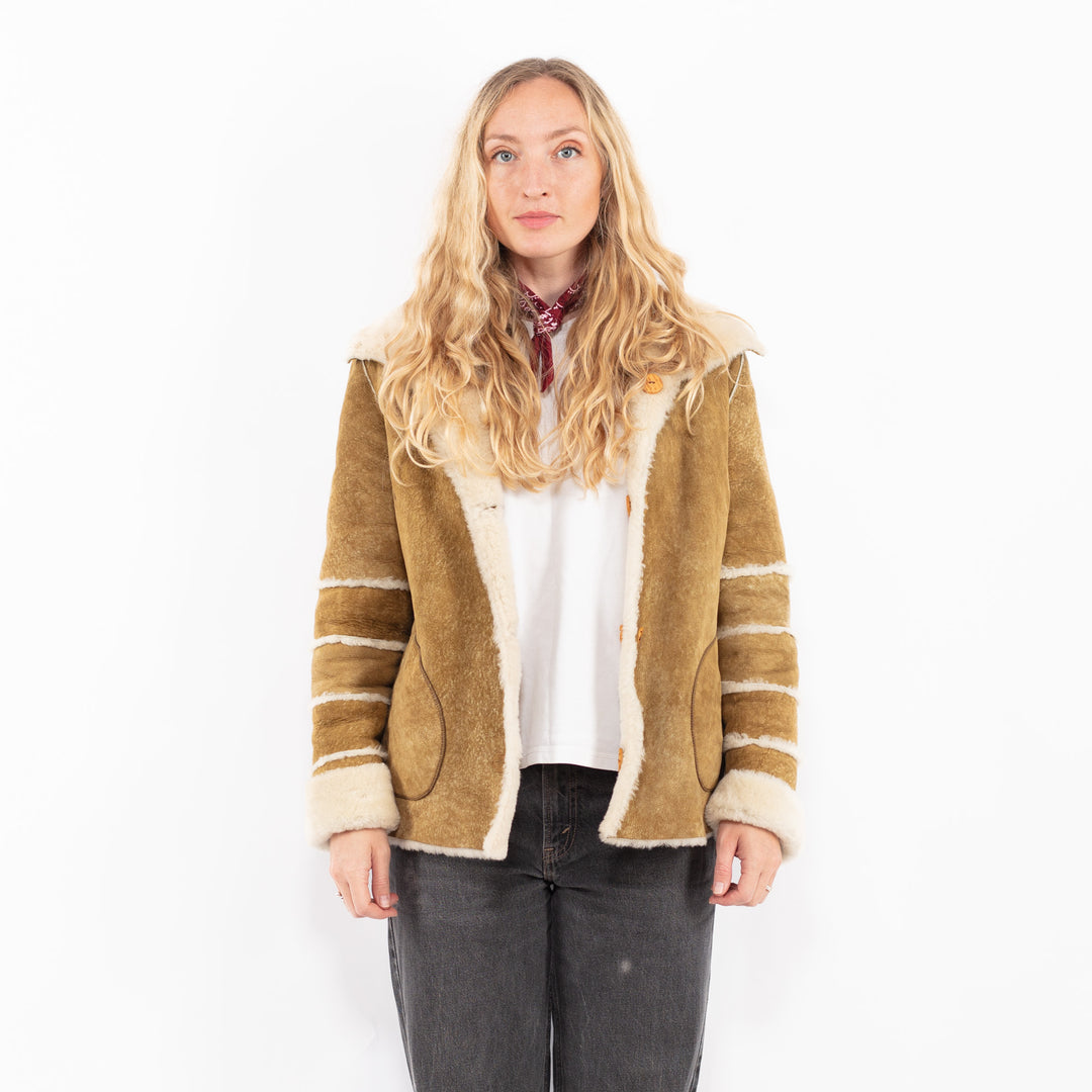 Vintage 70's Women Sheepskin Jacket in BrownA0675