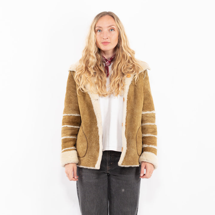 Vintage 70's Women Sheepskin Jacket in BrownA0675
