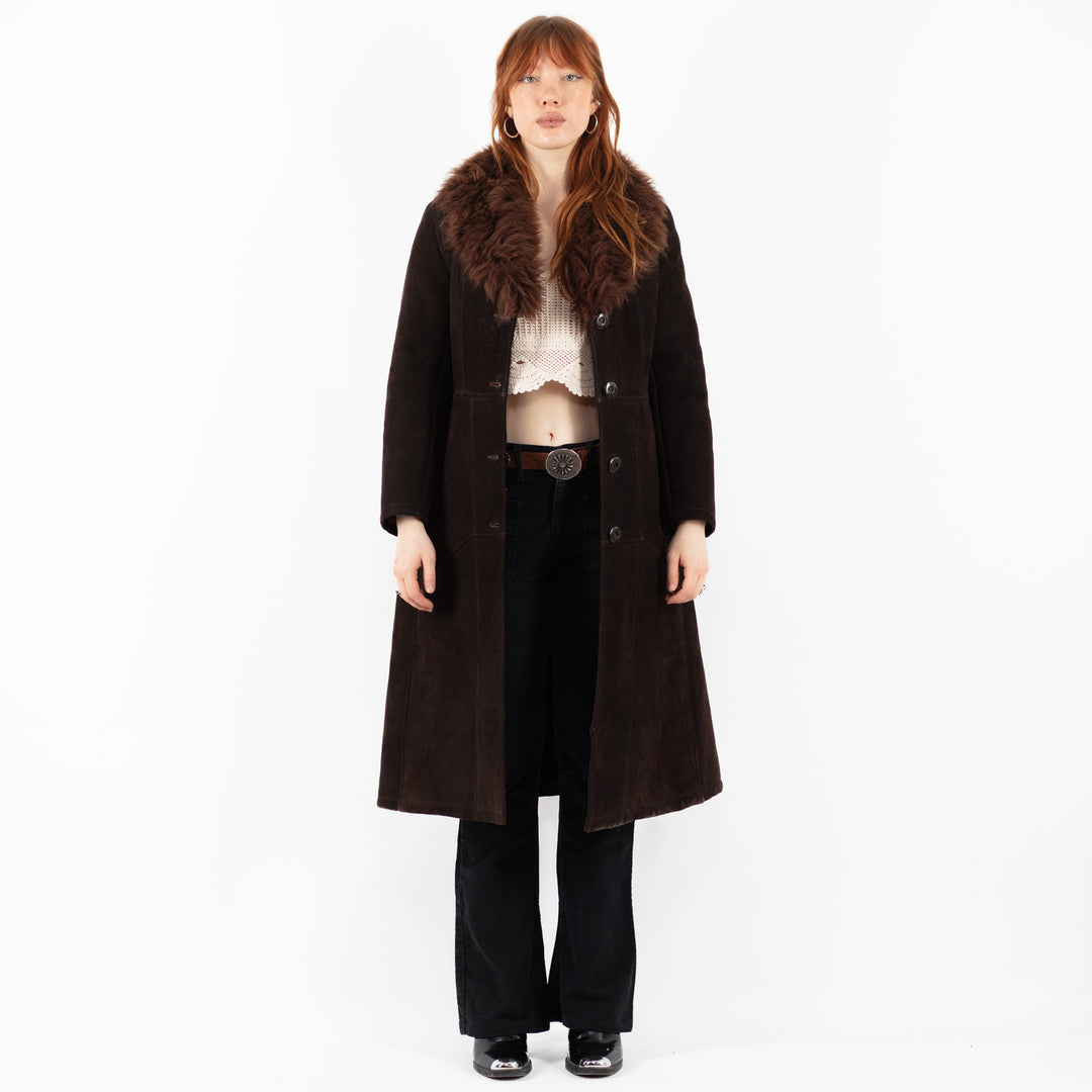 Vintage 70's Women Sheepskin Coat in BrownV9826