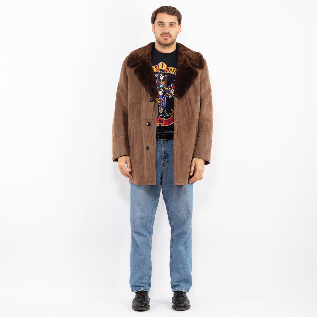 Vintage 70's Men Sheepskin Coat in Brown