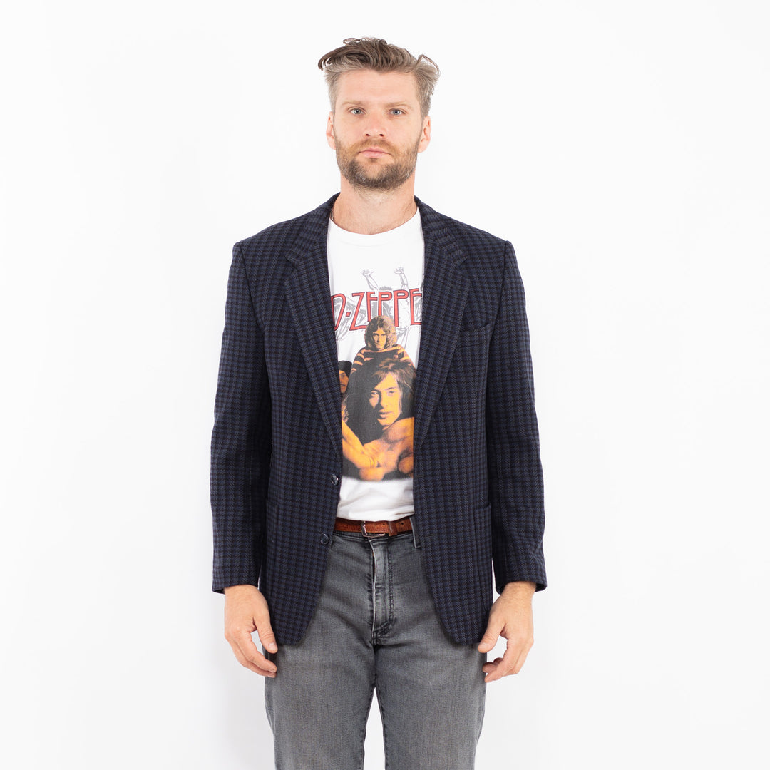 Vintage 90's Men Wool Blend Blazer Jacket in BlueZ2345
