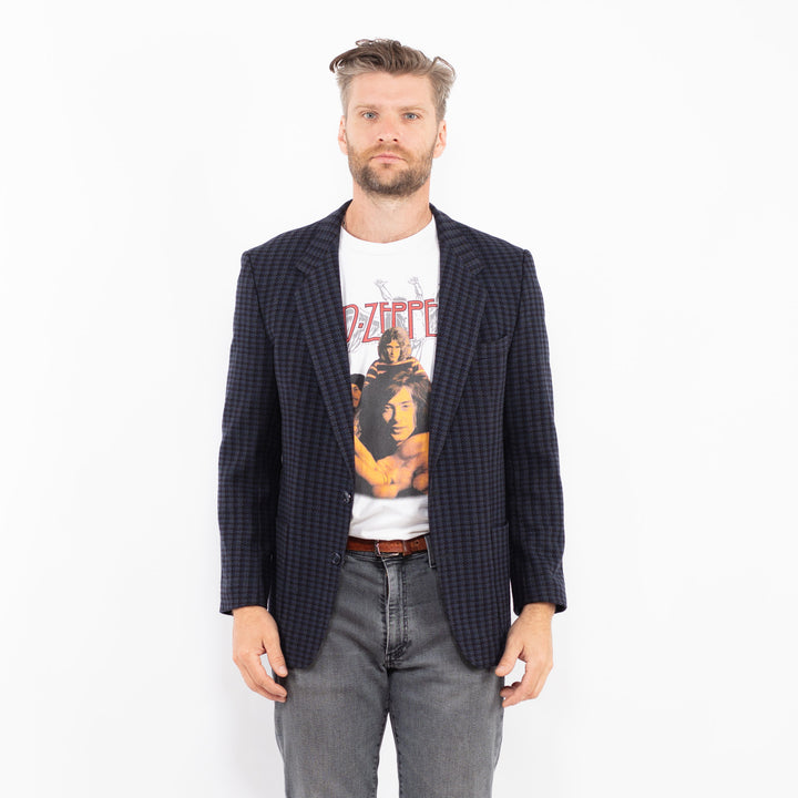 Vintage 90's Men Wool Blend Blazer Jacket in BlueZ2345