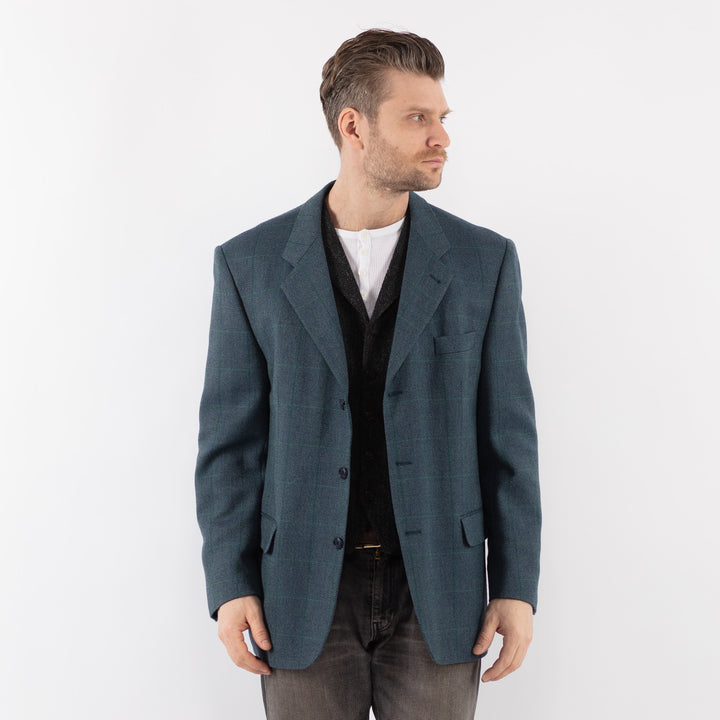 Vintage 90's Men Wool Blazer Jacket in BlueZ1057